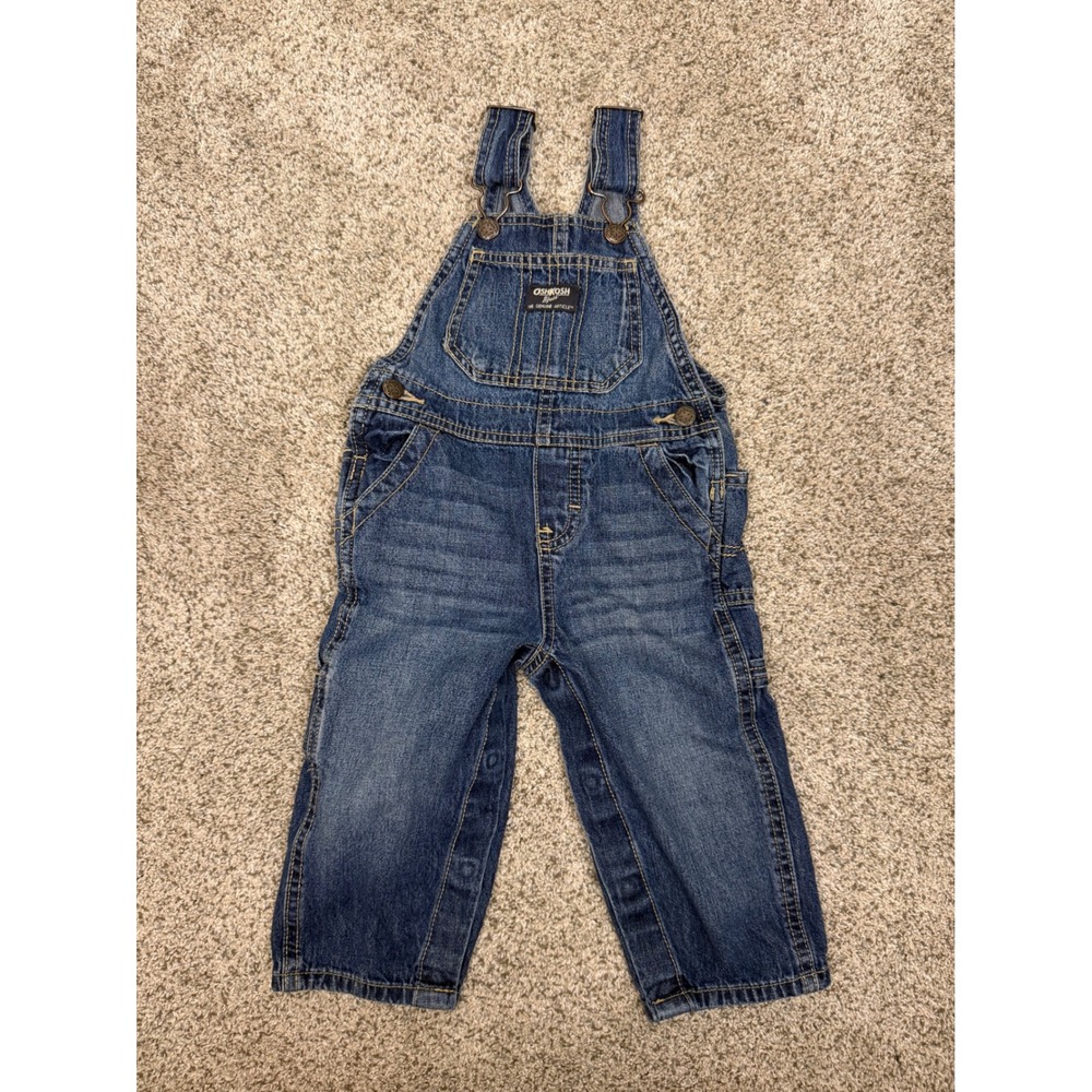 OshKosh B'gosh Denim Overalls Kids 18M Blue Carpenter Pocket Classic